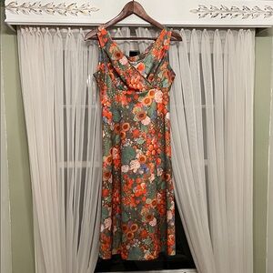 Vintage Floral Sleeveless Dress